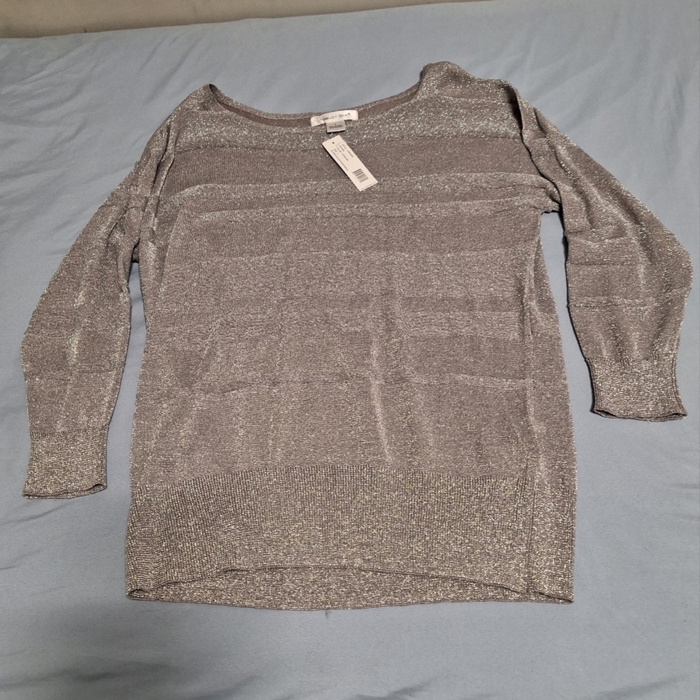 August Silk Sterling shimmering fabric ladie's long sleeve top.Silk blend